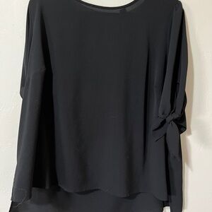 CeCe Black Blouse with Tie Sleeve